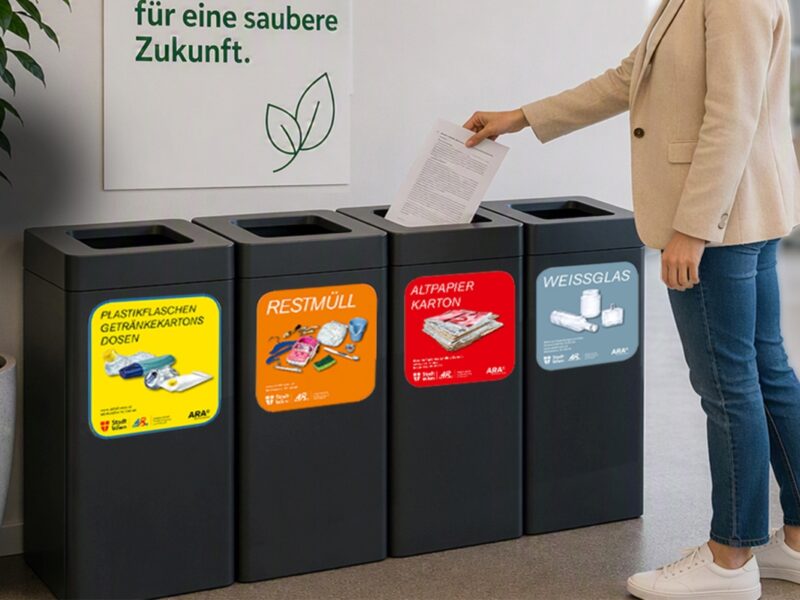 Richtiges Abfall trennen mit 4 Tonnen