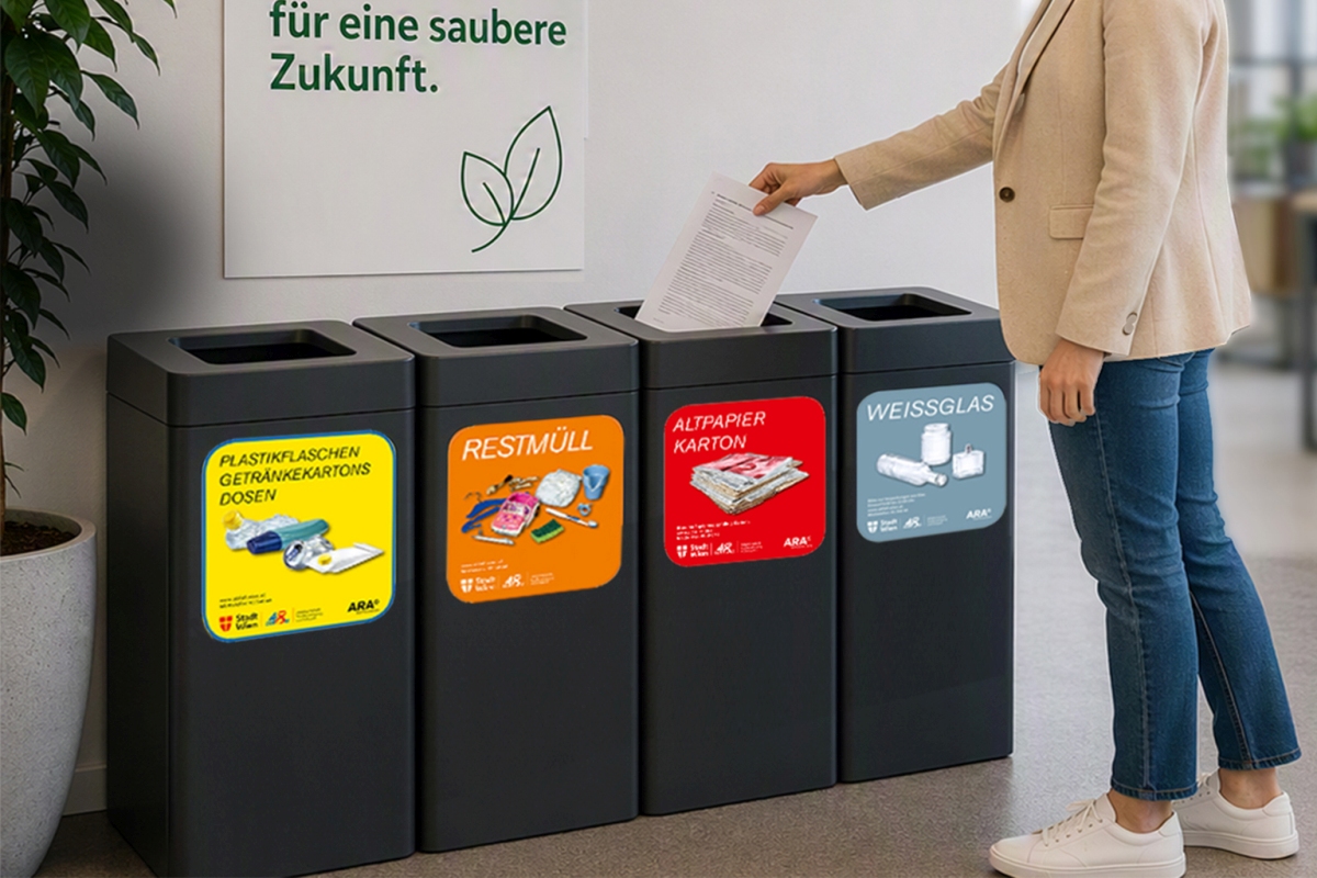 Richtiges Abfall trennen mit 4 Tonnen