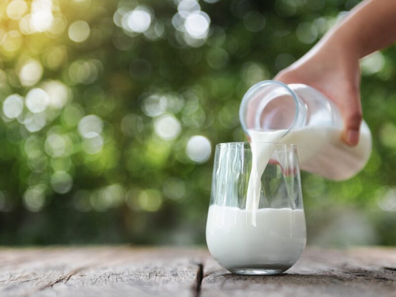 Glas mit Bio-Milch