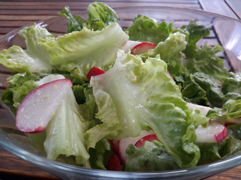 Grüner Salat mit Radieschen