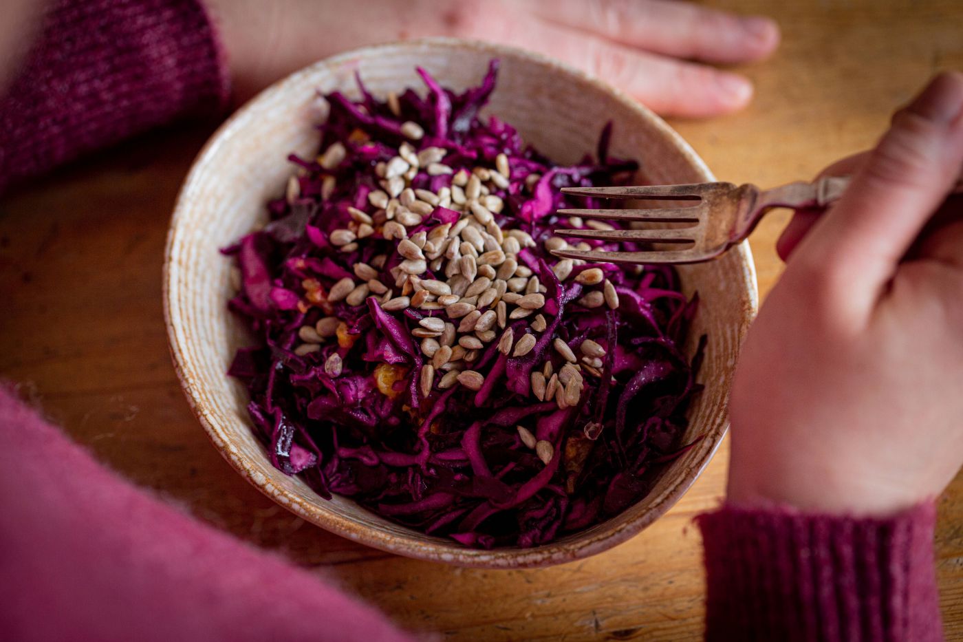 Rotkrautsalat mit Sonnenblumenkerne