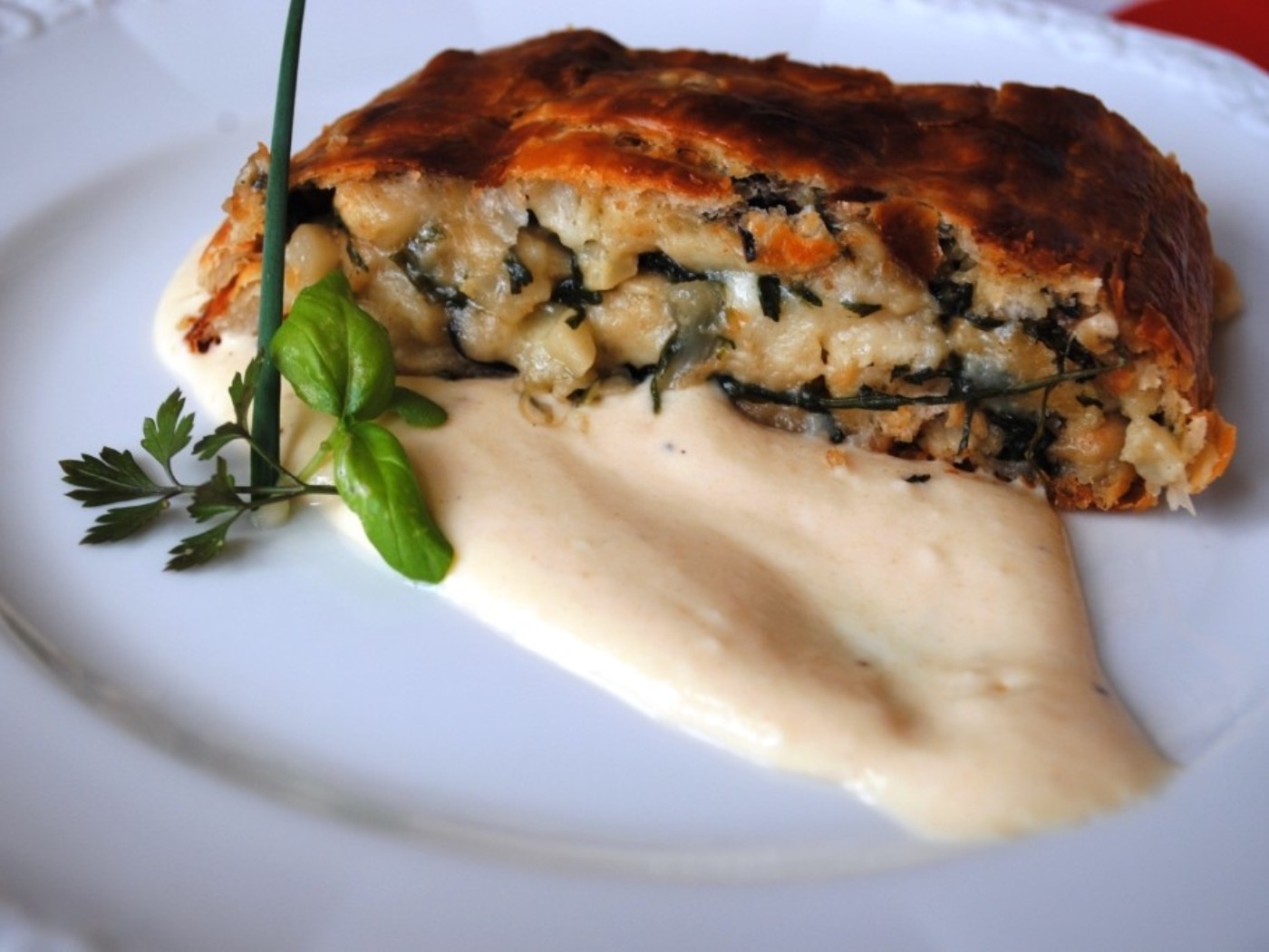 Ruccolastrudel mit Eiermarinade