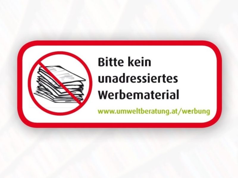 Aufkleber "kein unadressiertes Werbematerial"